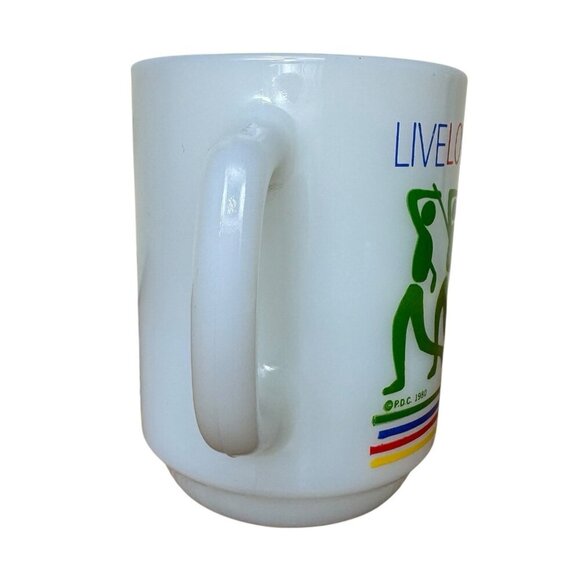 RARE Vintage 1980 Anchor Hocking Golf Mug Glass Live Love Laugh Play Rainbow - Picture 4 of 9